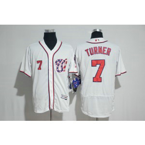MLB Nationals 7 Trea Turner White Flexbase Men Jersey