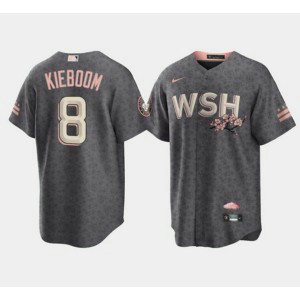 MLB Nationals 8 Carter Kieboom 2022 Gray City Connect Cherry Blossom Nike Cool Base Men Jersey