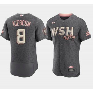 MLB Nationals 8 Carter Kieboom 2022 Gray City Connect Cherry Blossom Nike Flexbase Men Jersey