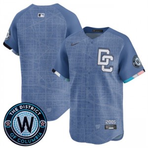 MLB Nationals Blank Blue 2025 City Connect Nike Cool Base Men Jersey