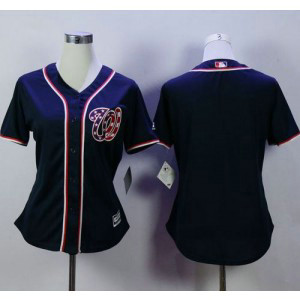 MLB Nationals Blank Navy Blue Alternate 2 Women Jersey MLB Nationals Blank Navy Blue Alternate 2 Women Jersey