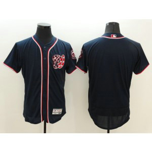 MLB Nationals Blank Navy Blue Flexbase Men Jersey