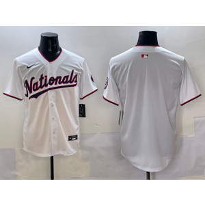 MLB Nationals Blank White Nike Cool Base Men Jersey
