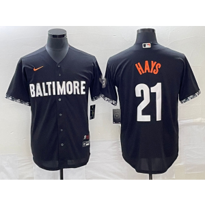MLB Orioles 21 Hays Black 2023 City Connect Nike Cool Base Men Jersey MLB Orioles 21 Hays Black 2023 City Connect Nike Cool Base Men Jersey