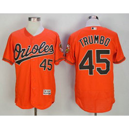 MLB Orioles 45 Mark Trumbo Orange Flexbase Men Jersey