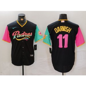 MLB Padres 11 Yu Darvish Black Pink Nike Cool Base Men Jersey MLB Padres 11 Yu Darvish Black Pink Nike Cool Base Men Jersey