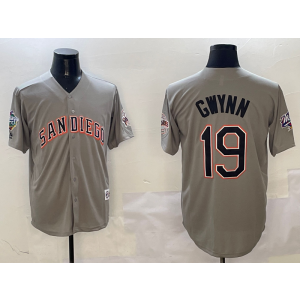 MLB Padres 19 Tony Gwynn Grey Throwback Nike Cool Base Men Jersey MLB Padres 19 Tony Gwynn Grey Throwback Nike Cool Base Men Jersey