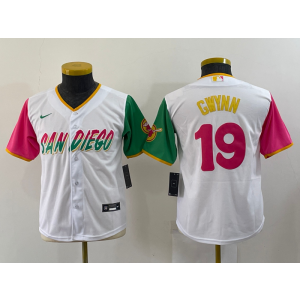 MLB Padres 19 Tony Gwynn White 2021 City Connect Cool Base Youth Jersey MLB Padres 19 Tony Gwynn White 2021 City Connect Cool Base Youth Jersey