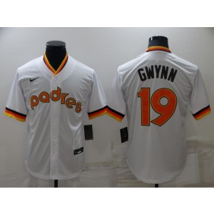 MLB Padres 19 Tony Gwynn White Throwback Men Jersey MLB Padres 19 Tony Gwynn White Throwback Men Jersey