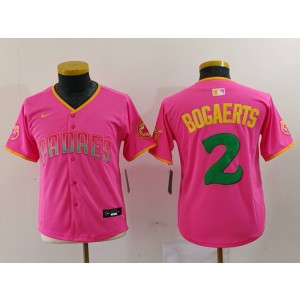 MLB Padres 2 Bogaerts Pink Nike Cool Base Youth Jersey