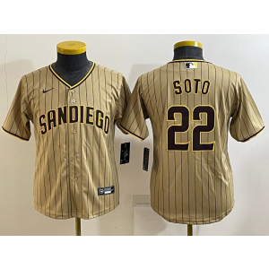 MLB Padres 22 Juan Soto Brown Nike Cool Base Youth Jersey MLB Padres 22 Juan Soto Brown Nike Cool Base Youth Jersey