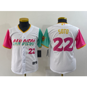 MLB Padres 22 Juan Soto White 2021 City Connect Nike Cool Base Youth Jersey MLB Padres 22 Juan Soto White 2021 City Connect Nike Cool Base Youth Jersey