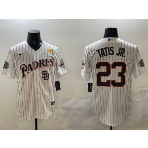MLB Padres 23 Fernando Tatis Jr. White Nike Throwback Men Jersey MLB Padres 23 Fernando Tatis Jr. White Nike Throwback Men Jersey