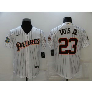 MLB Padres 23 Fernando Tatis Jr. White Throwback Men Jersey MLB Padres 23 Fernando Tatis Jr. White Throwback Men Jersey