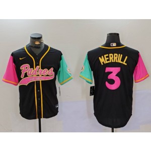 MLB Padres 3 Merrill Black Pink City Nike Cool Base Men Jersey MLB Padres 3 Merrill Black Pink City Nike Cool Base Men Jersey