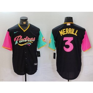 MLB Padres 3 Merrill Black Pink Nike Cool Base Men Jersey MLB Padres 3 Merrill Black Pink Nike Cool Base Men Jersey