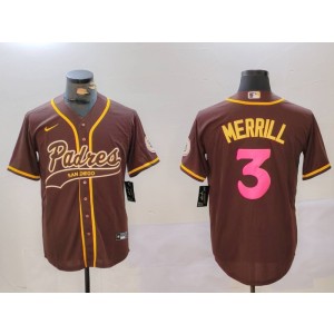 MLB Padres 3 Merrill Brown Nike Cool Base Men Jersey MLB Padres 3 Merrill Brown Nike Cool Base Men Jersey