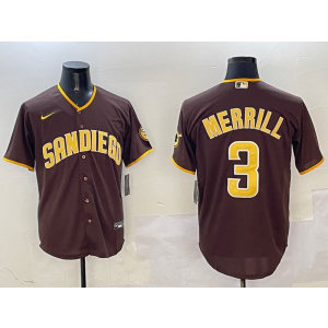 MLB Padres 3 Merrill Brown Nike Cool Base Men Jersey MLB Padres 3 Merrill Brown Nike Cool Base Men Jersey