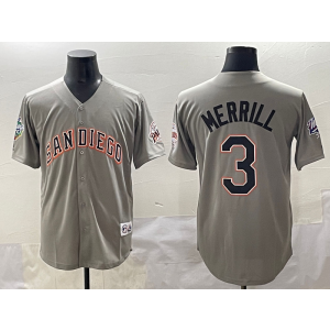 MLB Padres 3 Merrill Grey Nike Cool Base Men Jersey MLB Padres 3 Merrill Grey Nike Cool Base Men Jersey