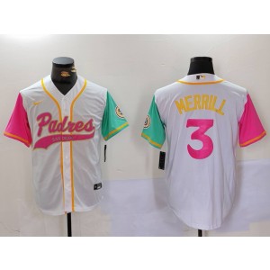 MLB Padres 3 Merrill White Pink City Nike Cool Base Men Jersey MLB Padres 3 Merrill White Pink City Nike Cool Base Men Jersey