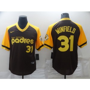 MLB Padres 31 Dave Winfield Brown Mitchell And Ness Throwback Men Jersey MLB Padres 31 Dave Winfield Brown Mitchell And Ness Throwback Men Jersey