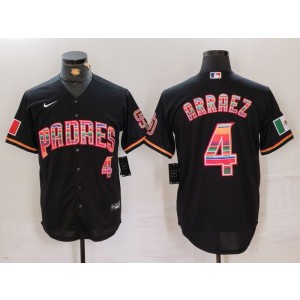 MLB Padres 4 Arraez Black Rainbow Nike Cool Base Men Jersey MLB Padres 4 Arraez Black Rainbow Nike Cool Base Men Jersey