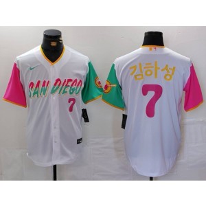 MLB Padres 7 Kim White Pink Nike Cool Base Men Jersey MLB Padres 7 Kim White Pink Nike Cool Base Men Jersey