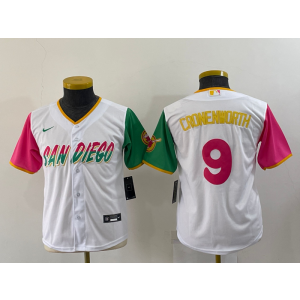 MLB Padres 9 Cronenworth White 2021 City Connect Cool Base Youth Jersey MLB Padres 9 Cronenworth White 2021 City Connect Cool Base Youth Jersey