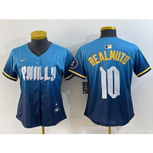 MLB Phillies 10 J.T. Realmuto Blue City Connect Nike Cool Base Women Jersey MLB Phillies 10 J.T. Realmuto Blue City Connect Nike Cool Base Women Jersey
