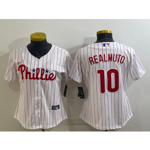 MLB Phillies 10 J.T. Realmuto White Nike Cool Base Women Jersey MLB Phillies 10 J.T. Realmuto White Nike Cool Base Women Jersey