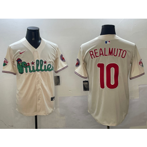 MLB Phillies 10 JT Realmuto Cream Nike Cool Base Men Jersey MLB Phillies 10 JT Realmuto Cream Nike Cool Base Men Jersey