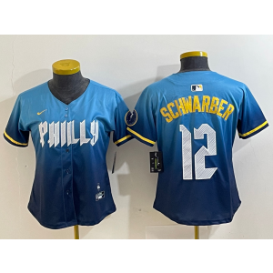 MLB Phillies 12 Kyle Schwarber Blue City Connect Nike Cool Base Youth Jersey MLB Phillies 12 Kyle Schwarber Blue City Connect Nike Cool Base Youth Jersey