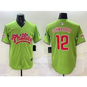 MLB Phillies 12 Kyle Schwarber Green Nike Cool Base Men Jersey MLB Phillies 12 Kyle Schwarber Green Nike Cool Base Men Jersey