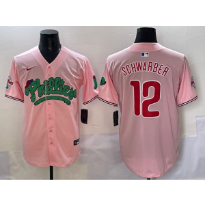 MLB Phillies 12 Kyle Schwarber Pink Nike Cool Base Men Jersey MLB Phillies 12 Kyle Schwarber Pink Nike Cool Base Men Jersey