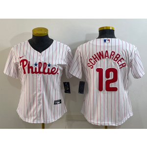 MLB Phillies 12 Kyle Schwarber White Nike Cool Base Women Jersey MLB Phillies 12 Kyle Schwarber White Nike Cool Base Women Jersey
