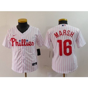 MLB Phillies 16 Brandon Marsh White Nike Cool Base Youth Jersey MLB Phillies 16 Brandon Marsh White Nike Cool Base Youth Jersey