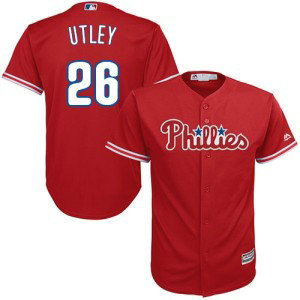 MLB Phillies 26 Chase Utley Red Cool Base Men Jersey MLB Phillies 26 Chase Utley Red Cool Base Men Jersey