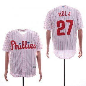 MLB Phillies 27 Aaron Nola White(Red Strip) Cool Base Men Jersey MLB Phillies 27 Aaron Nola White(Red Strip) Cool Base Men Jersey