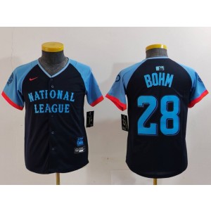 MLB Phillies 28 Alec Bohm Black 2024 All-Star Nike Cool Base Youth Jersey MLB Phillies 28 Alec Bohm Black 2024 All-Star Nike Cool Base Youth Jersey