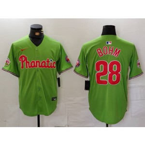 MLB Phillies 28 Alec Bohm Green Nike Cool Base Men Jersey MLB Phillies 28 Alec Bohm Green Nike Cool Base Men Jersey
