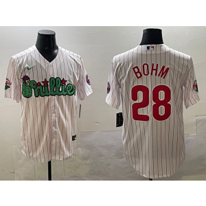 MLB Phillies 28 Alec Bohm White Nike Cool Base Men Jersey