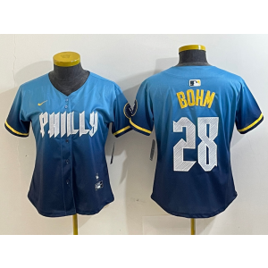MLB Phillies 28 Bohm Blue City Connect Nike Cool Base Women Jersey MLB Phillies 28 Bohm Blue City Connect Nike Cool Base Women Jersey