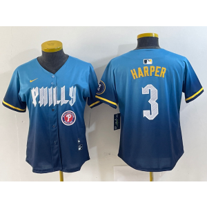 MLB Phillies 3 Bryce Harper Blue City Connect Nike Cool Base Women Jersey MLB Phillies 3 Bryce Harper Blue City Connect Nike Cool Base Women Jersey
