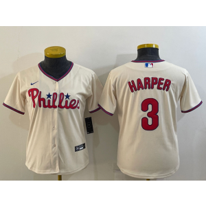 MLB Phillies 3 Bryce Harper Cream Nike Cool Base Women Jersey MLB Phillies 3 Bryce Harper Cream Nike Cool Base Women Jersey