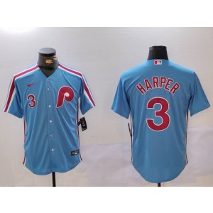 MLB Phillies 3 HARPER Blue Nike Cool Base Men Jersey