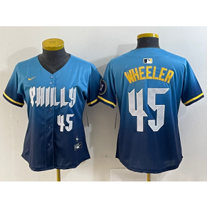 MLB Phillies 45 WHEELER Blue City Connect Nike Cool Base Women Jersey MLB Phillies 45 WHEELER Blue City Connect Nike Cool Base Women Jersey