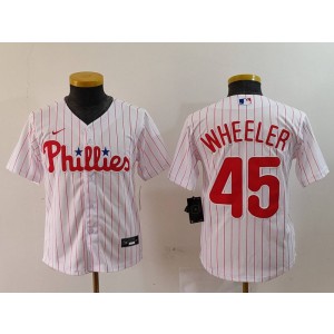 MLB Phillies 45 WHEELER White Nike Cool Base Youth Jersey MLB Phillies 45 WHEELER White Nike Cool Base Youth Jersey