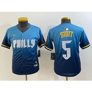 MLB Phillies 5 Bryson Stott Blue City Connect Nike Cool Base Women Jersey MLB Phillies 5 Bryson Stott Blue City Connect Nike Cool Base Women Jersey