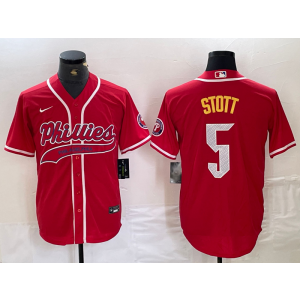 MLB Phillies 5 Bryson Stott Red Baseball Nike Cool Base Men Jersey