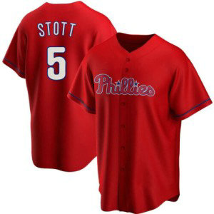 MLB Phillies 5 Bryson Stott Red Cool Base Men Jersey